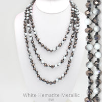 White and Grey Hematite Metallic Crystal Bead Necklace