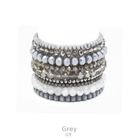 Grey Crystal 9 pc Stretch Bracelet Set