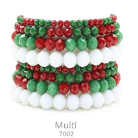 8 pc Crystal Stretch Bracelet Set in Red, Green, and White