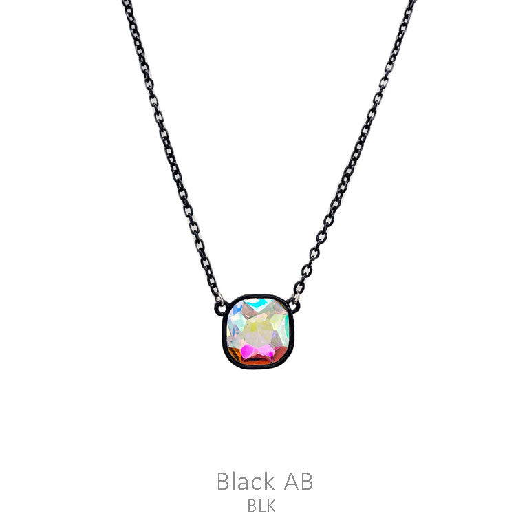 Glass AB Stone Necklace, Black