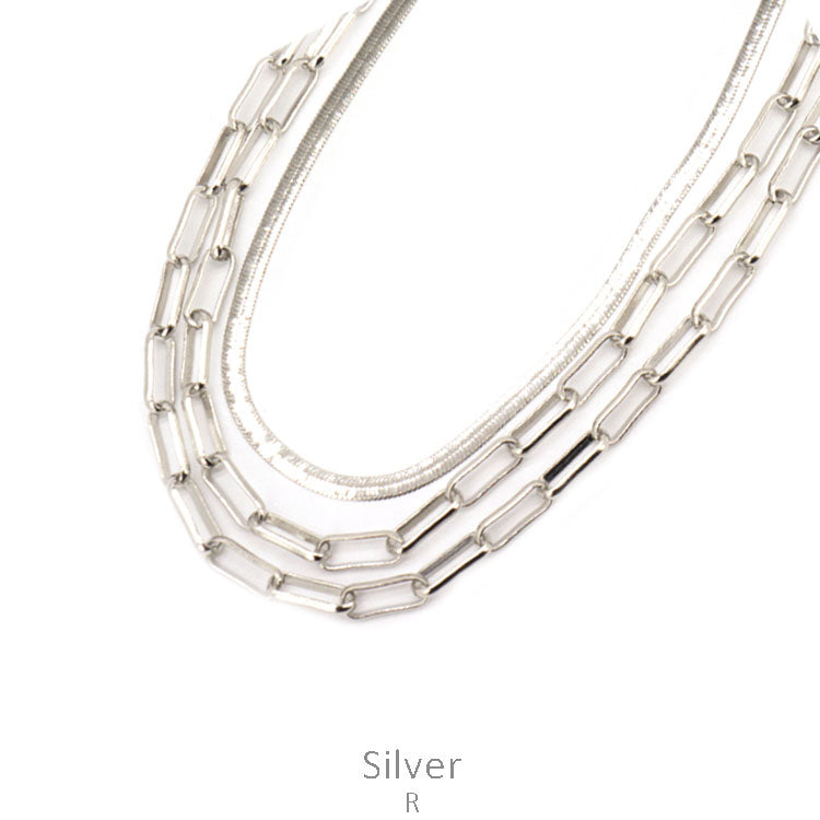 Silver Multi Layer Chain Necklace