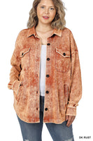 
              PLUS Acid Wash Shacket, Dark Rust
            