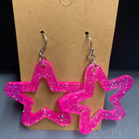 Glitter Star Earrings, multiple colors
