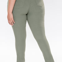 YMI Hyperstretch Mid-Rise Skinny Jean in Dill Green,   Missy plus size