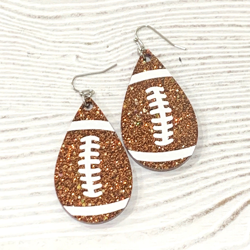 Glitter Acrylic Football Earrings