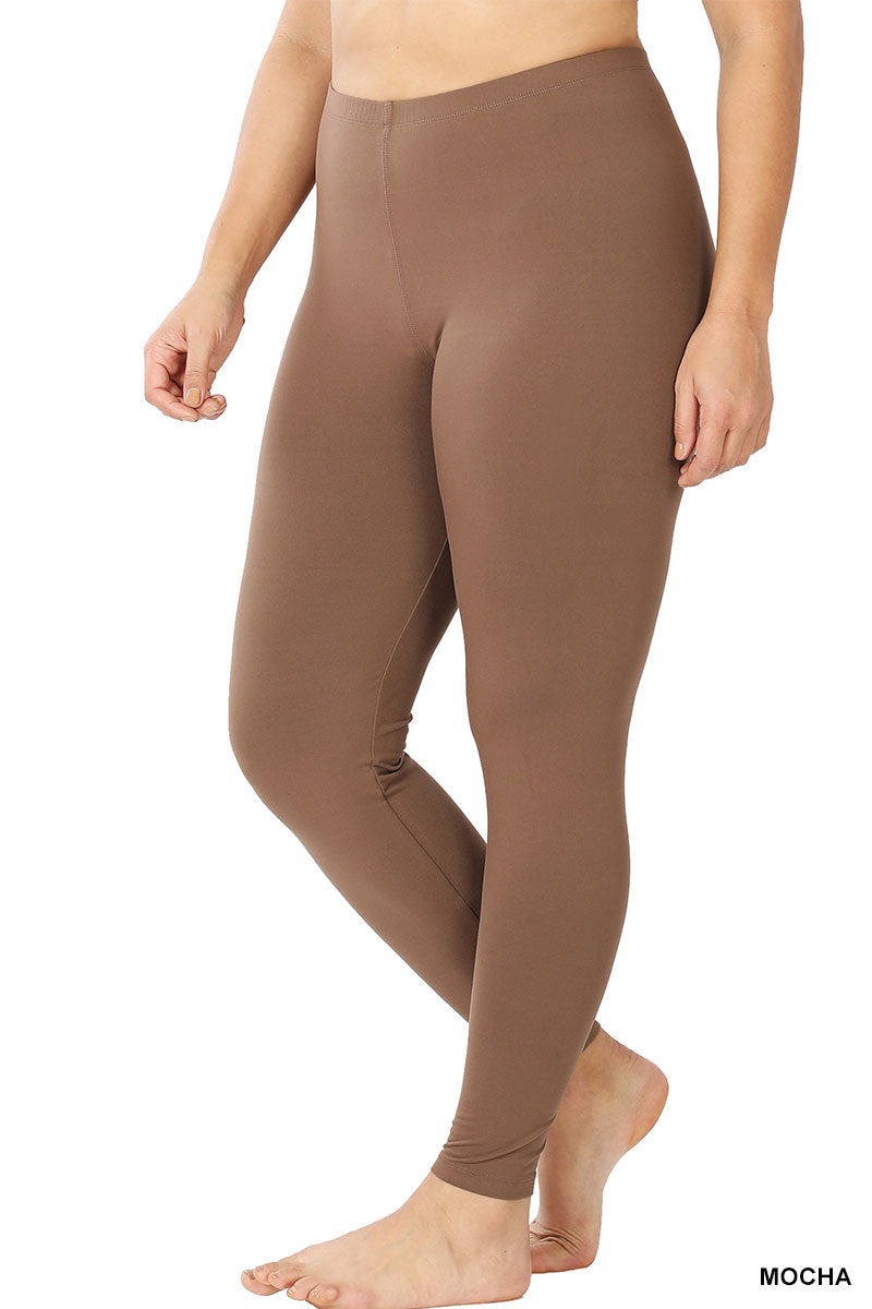 PLUS Microfiber Full Length Leggings, Mocha