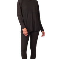 Brushed Microfiber Top and Leggings Set in Black, all sizes
