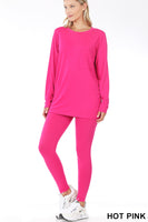 
              Brushed Microfiber Top and Leggings Set in Hot Pink, regular size
            