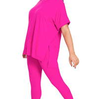 Neon Hot Pink Microfiber Loungewear Set