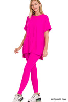 
              Neon Hot Pink Microfiber Loungewear Set
            