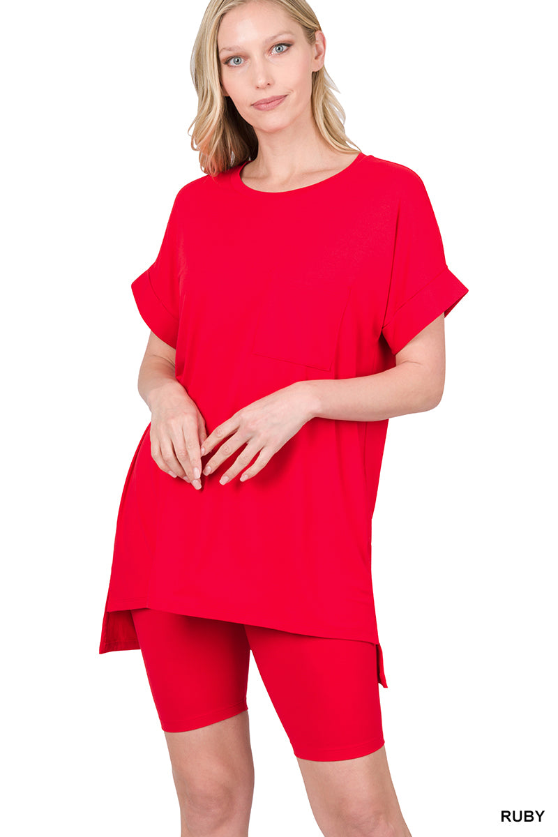 Ruby Rolled Sleeve Top and Short Set