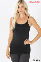 
              Seamless Adjustable Strap Cami in Black, regular and plus sizes
            
