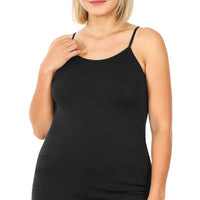 Seamless Adjustable Strap Cami in Black, regular and plus sizes