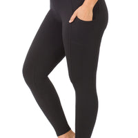 PLUS Black Cotton Leggings with Wide Waistband