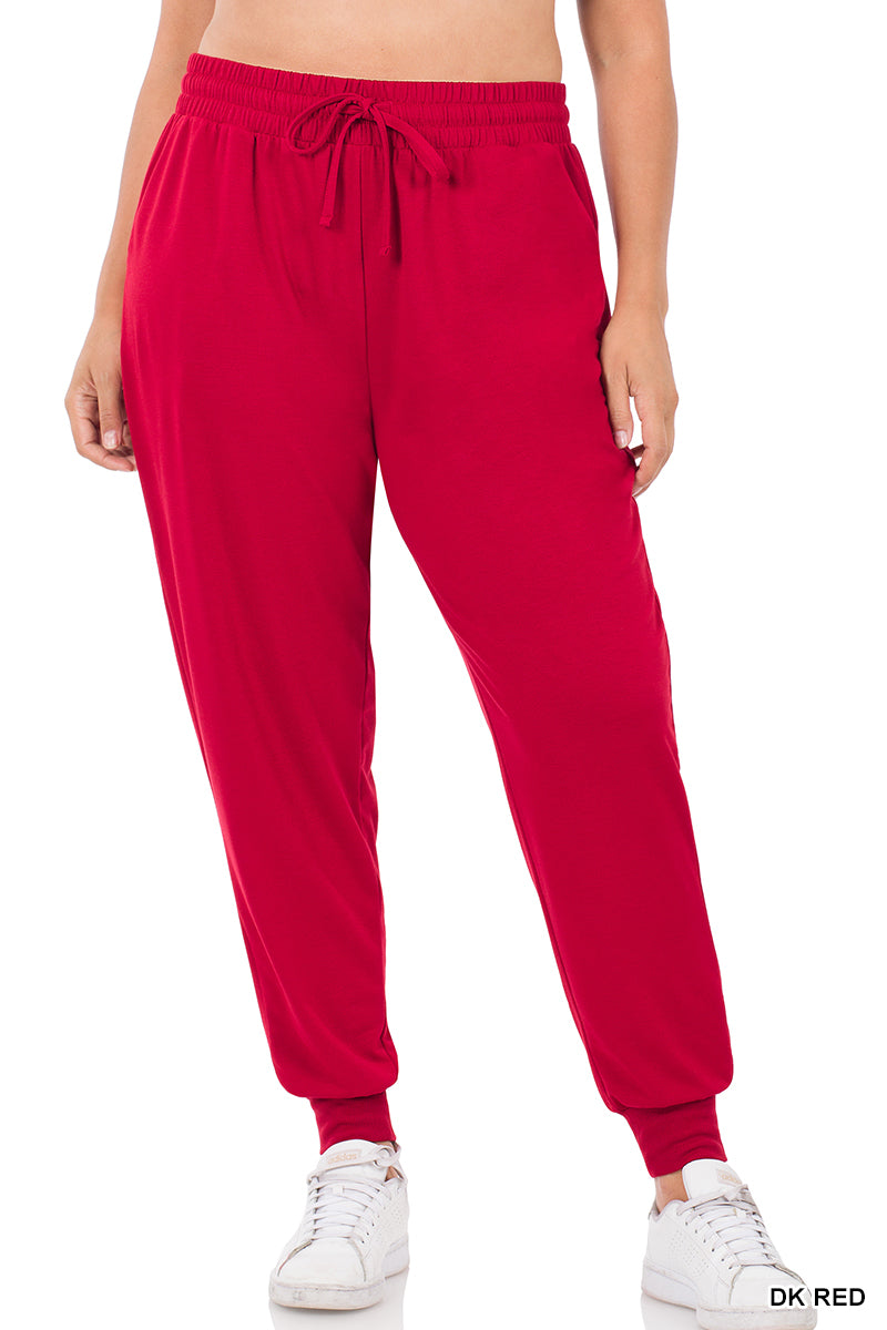 French Terry Capri Jogger Pant in Dark Red