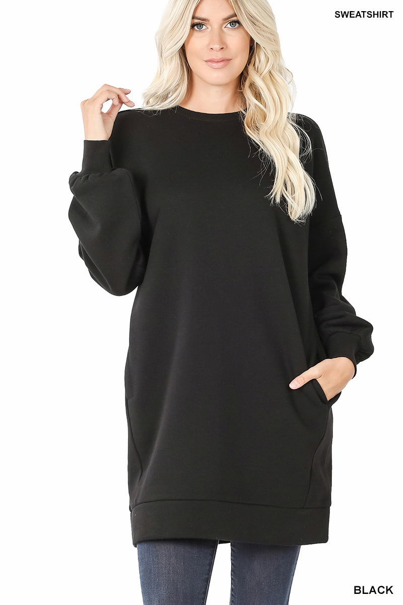 Black Oversized Tunic Sweatshirt, all sizes