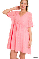
              Pink Swiss Dot Babydoll Dress
            
