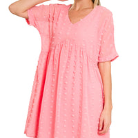 Pink Swiss Dot Babydoll Dress