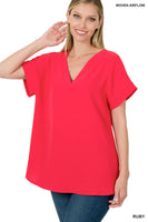 
              Ruby Woven Airflow V-Neck Top
            