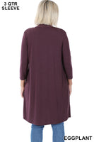 
              $10 - Med and Large Long Sleeve Slouchy Cardigan, Eggplant, plus and regular
            