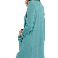 Dusty Teal Slouchy Pocket Cardigan, all sizes