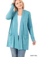 
              Dusty Teal Slouchy Pocket Cardigan, all sizes
            