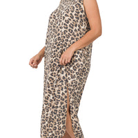 PLUS Leopard Sleeveless Maxi Dress