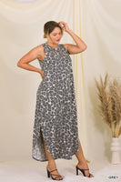
              PLUS Leopard Sleeveless Maxi Dress
            