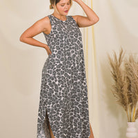 PLUS Leopard Sleeveless Maxi Dress