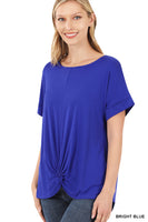 
              Bright Blue Crepe Knot Front Top
            