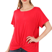 Ruby Crepe Knot Front Top