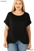 
              Black Crepe Knot Front Top
            
