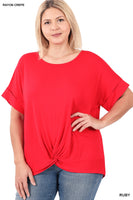 
              Ruby Crepe Knot Front Top
            