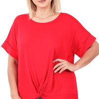 Ruby Crepe Knot Front Top
