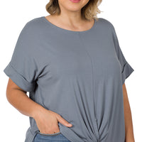 Cement Crepe Knot Front Top