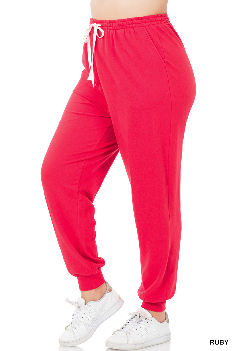 Plus French Terry Jogger Pant, Ruby