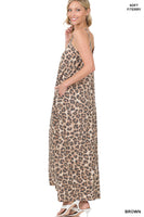 
              Brown Leopard Cami Maxi Dress, French Terry
            