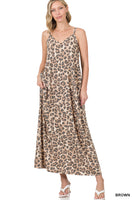 
              Brown Leopard Cami Maxi Dress, French Terry
            