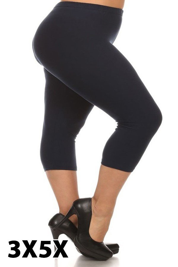 Black Microfiber capri legging, 3X-5X