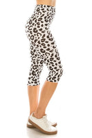 
              Black and White Leopard Capri Legging, S to 5X
            