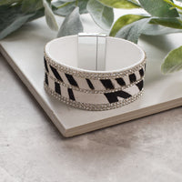 Where the Wild Things Are Leather Fur Bracelet, Zebra