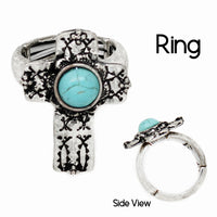 Cross Crackle Turquoise Ring