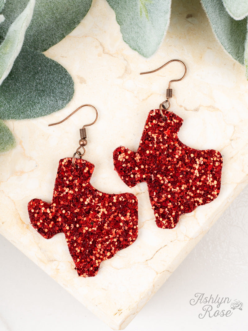 Glitter Texas Red Earrings