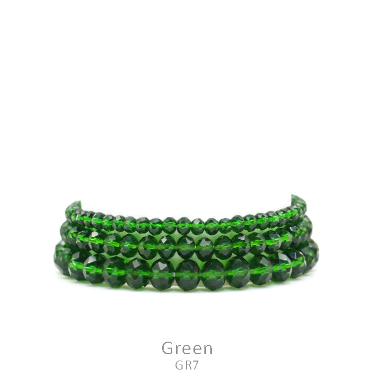 Clear Green 3 Row Beaded Bracelet