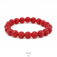Crystal Pave Bead Stretch Bracelet-Red