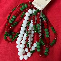 8 pc Crystal Stretch Bracelet Set in Red, Green, and White