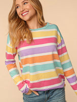 
              Rainbow Stripe French Terry Top
            