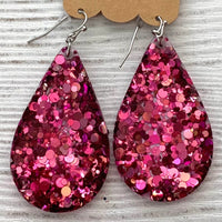 Glitter Acrylic Teardrop Earrings