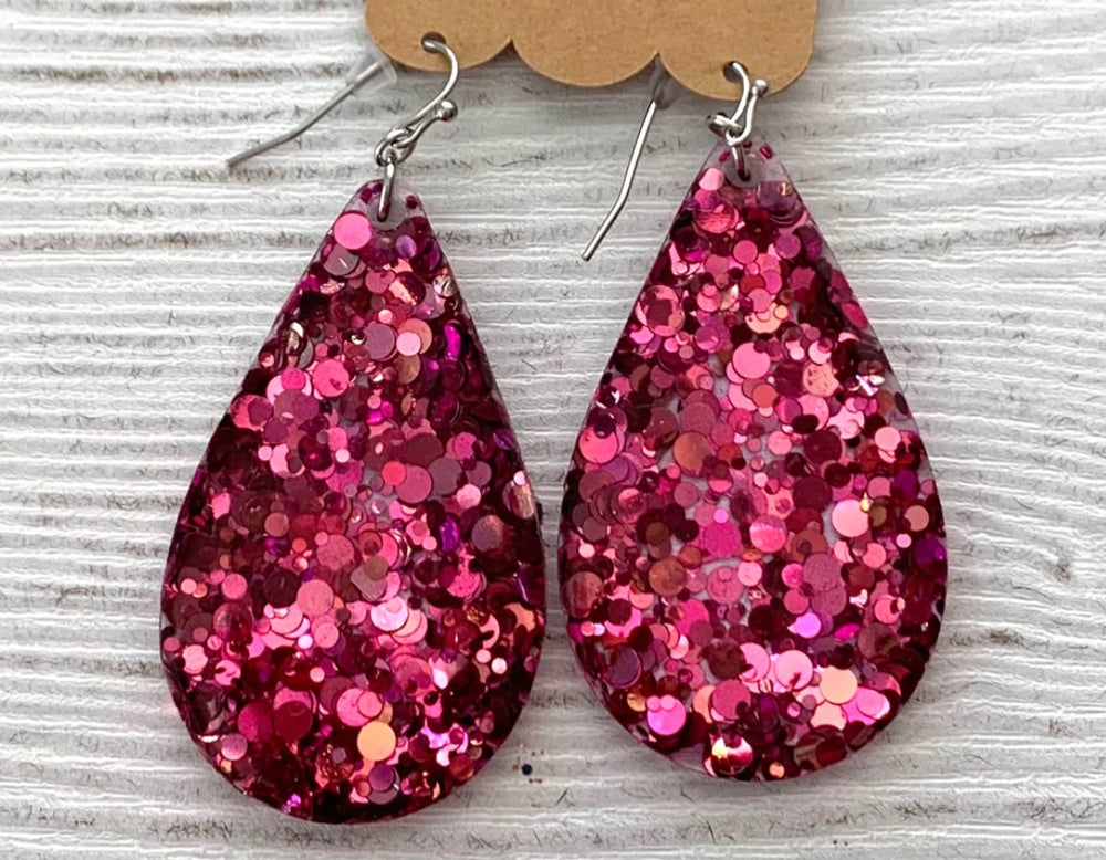 Glitter Acrylic Teardrop Earrings