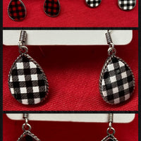 Buffalo Plaid Teardrop Earrings in Red or White